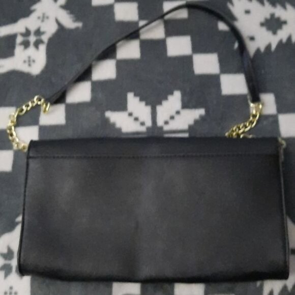 Anne Klein Black and Gold Shoulder Clutch Hand Bag - Picture 3 of 14